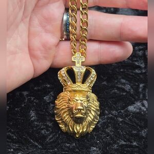 GOLD Lion Pendant With Cuban Link Necklace 24"×6mm...25231